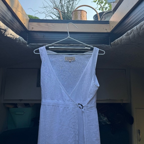 White Linen Wrap Dress | Sleevless Lightweight Short to Long Dress | Natural - Picture 2 of 8